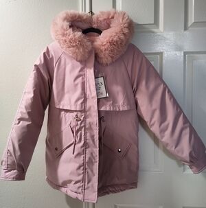 Pink Jacket Women’s Chinese XL Fits US Medium Detachable Fur Collar New W/ Tags